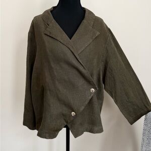 bryn Walker Khaki Women's Linen Blazer